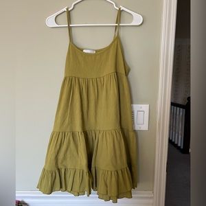 Chartreuse ruffled a-line tank dress